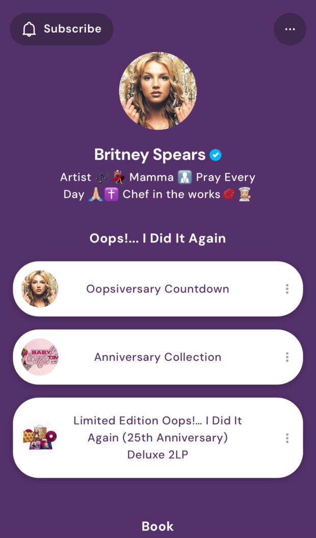 Britney Spears branding countdown collection and featured products