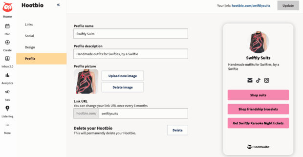 Hootbio profile overview name description and picture