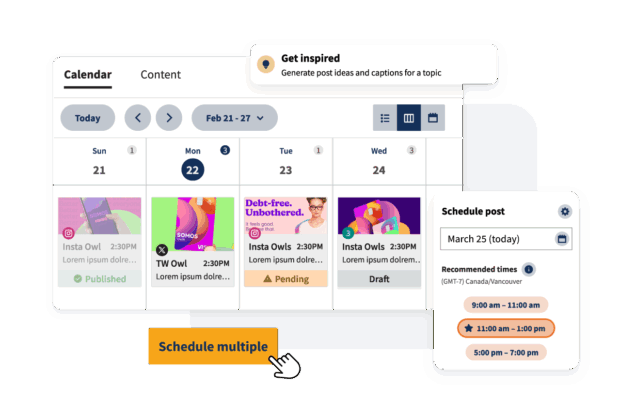 Hootsuite calendar schedule multiple