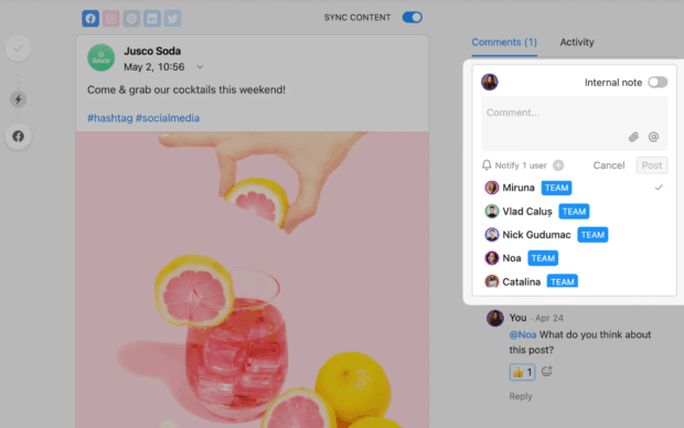 Planable centralized hub with comments