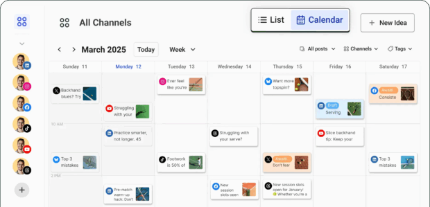 Buffer calendar all channels