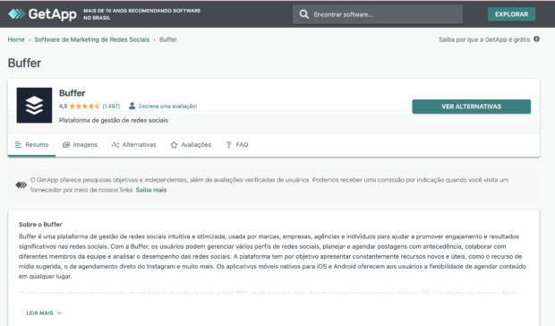 Opinião de um cliente sobre o Buffer no GetApp