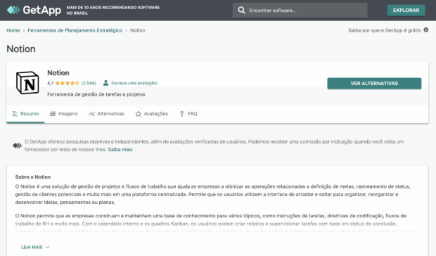 Opinião de um cliente sobre o Notion no GetApp