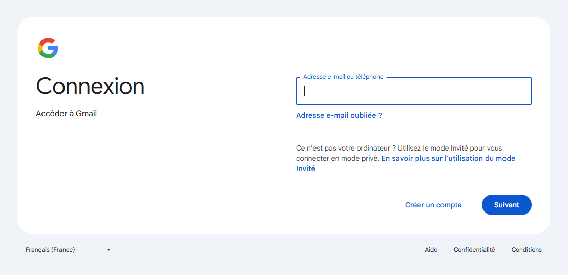 créer un compte Google ou se connecter