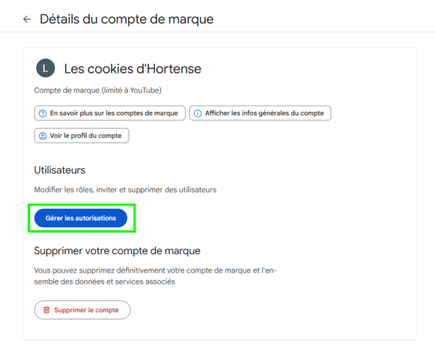 bouton gérer les autorisations