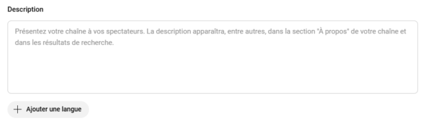 Ajouter la description de votre chaîne