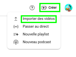 importer une vidéo sur YouTube