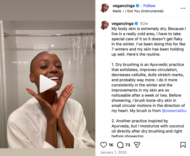 influencer posting skin care routine on Instagram featuring different products