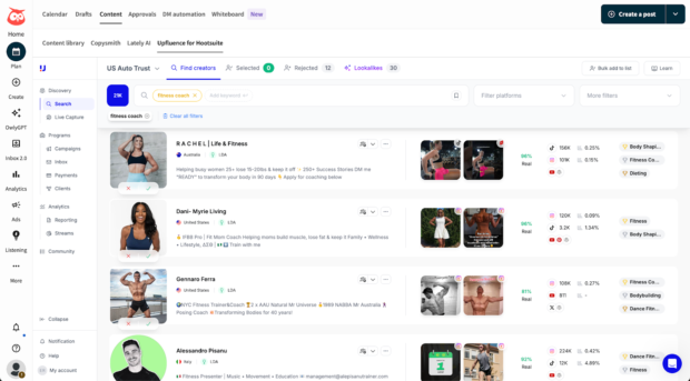 Find creators tool in Hootsuite