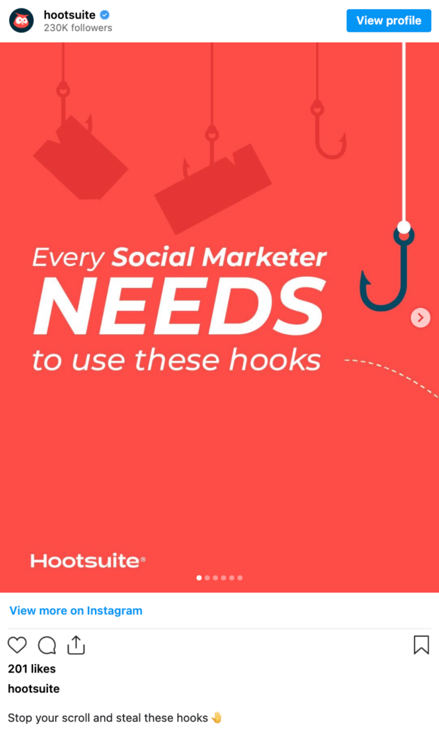 An example of an organic social media post on Instagram from Hootsuite