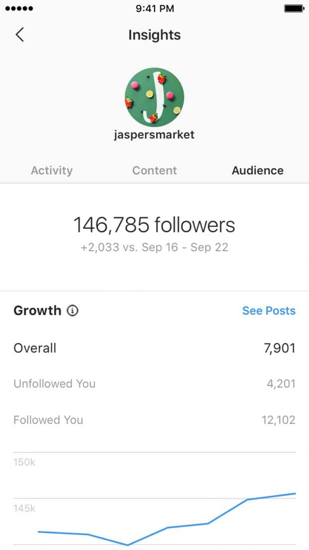 Instagram insights Audience tab