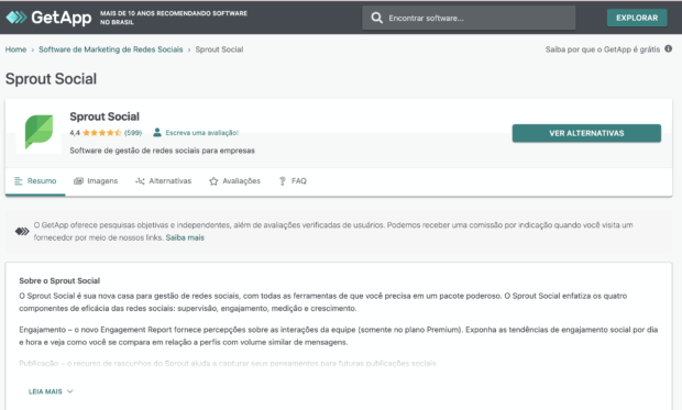 Opinião sobre o Sprout Social no GetApp
