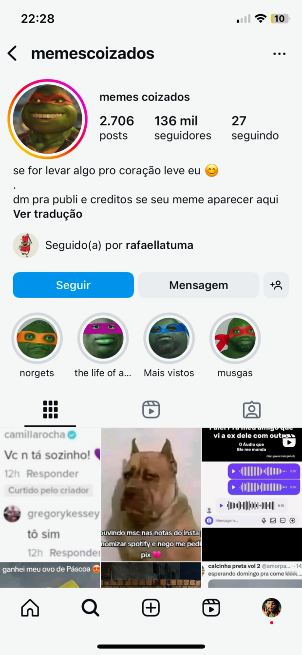 perfil brasileiro Memes Coizados