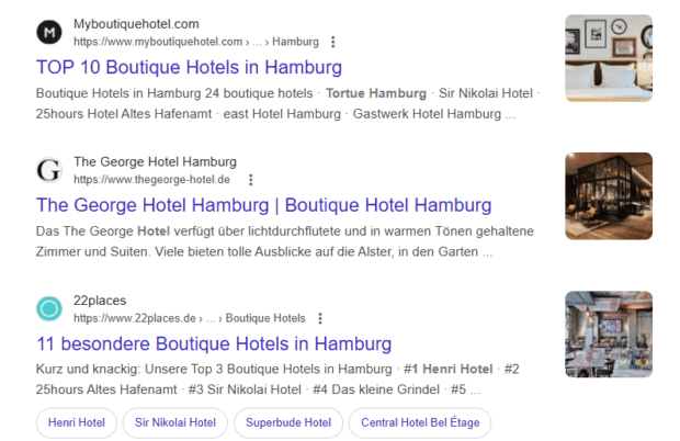Boutique-Hotels in Hamburg: Google Suchergebnisse