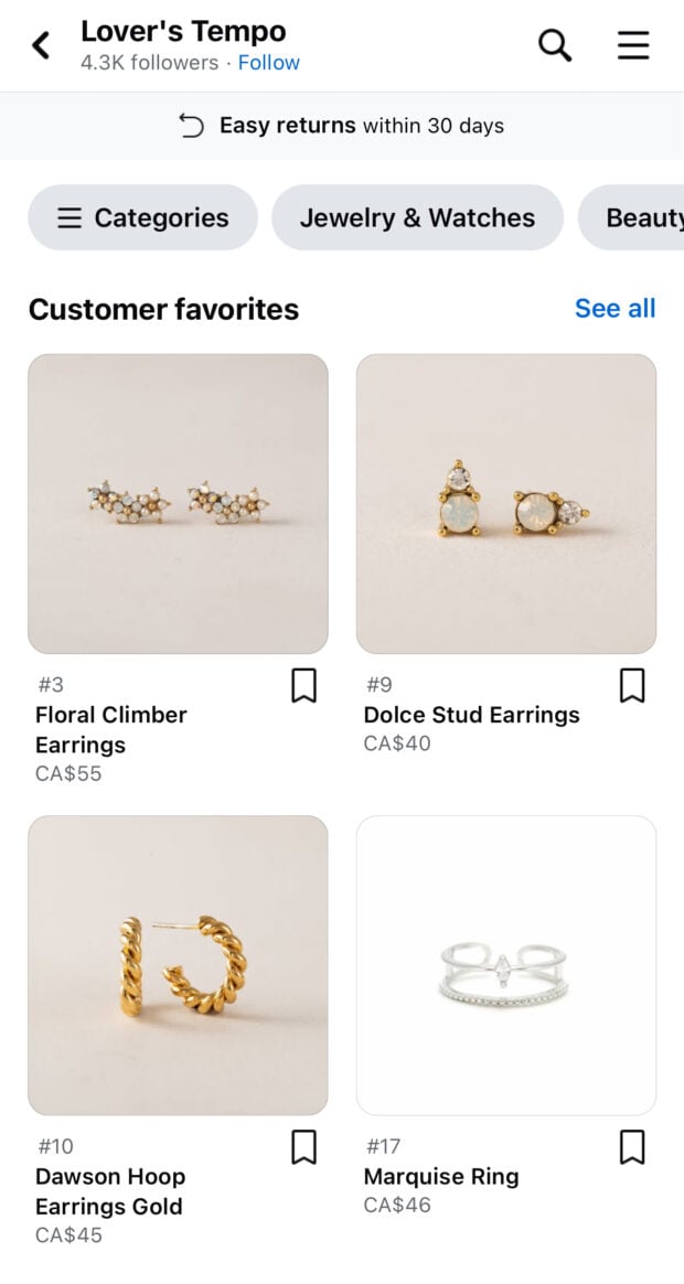 Lovers Tempo customer favourites jewelry