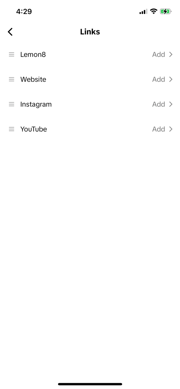 Links section by platform website Instagram YouTube