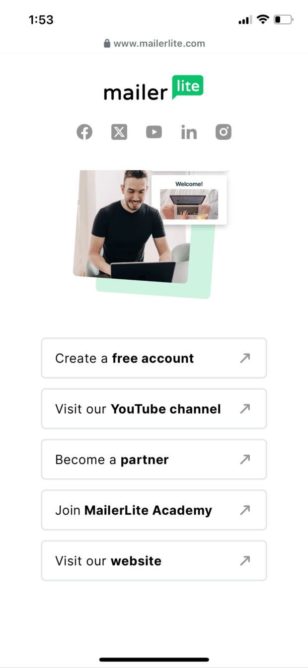 link in bio example create free account visit YouTube channel and become a partner