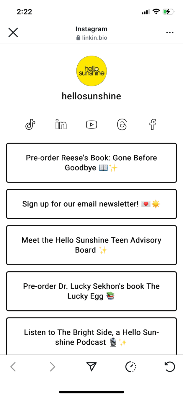 Linkin.bio by Hello Sunshine Reese's book club