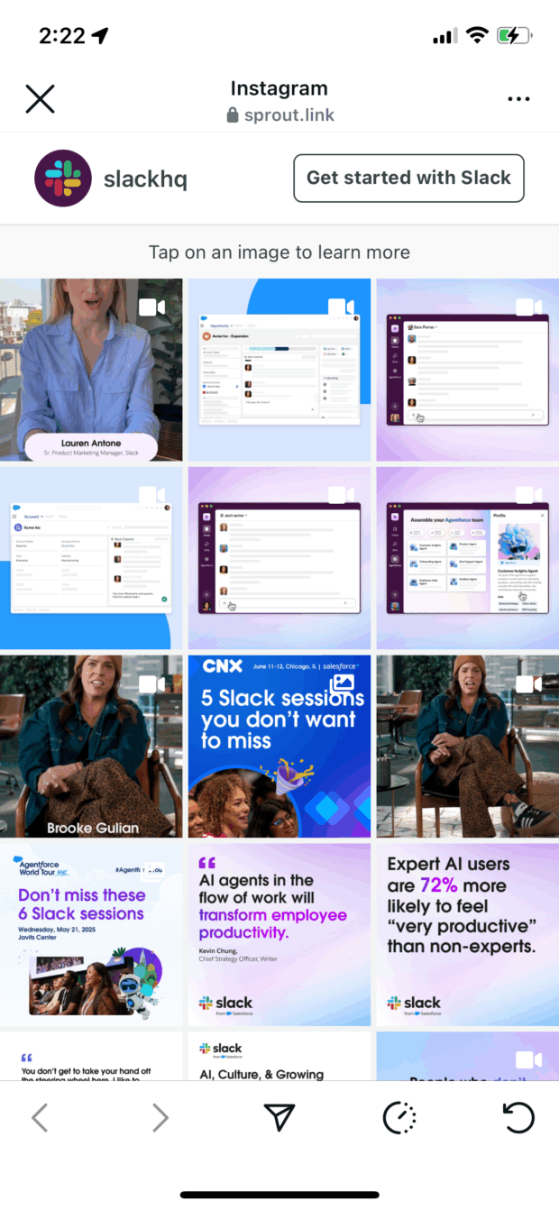 Sprout Link Slack HQ links in feed layout