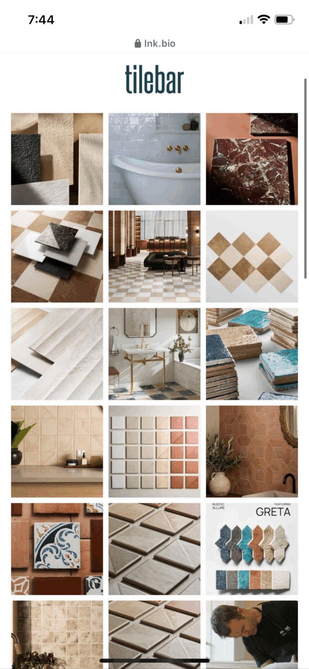 Tilebar links shoppable Instagram feed