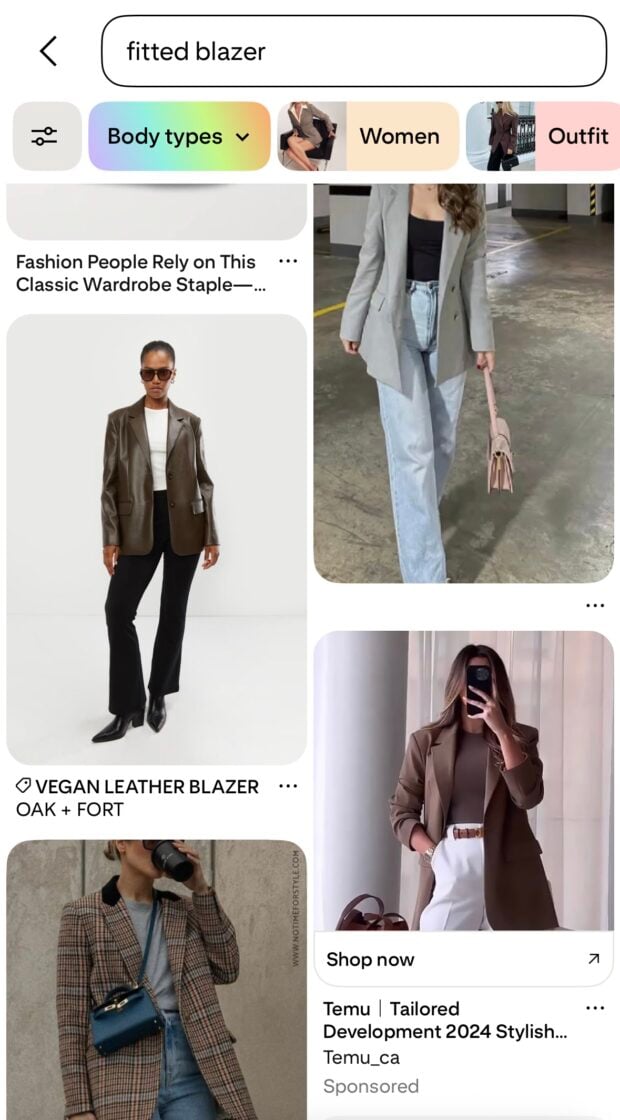 Pinterest product pins blazer