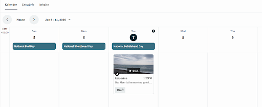 Hootsuite-Kalender Content-Übersicht mit geplantem TikTok-Video