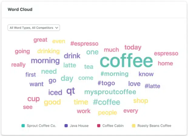 Social-Media-Wettbewerbsanalyse im Sprout-Social-Dashboard: Wortwolke