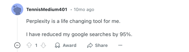 Reddit review Perplexity life changing tool
