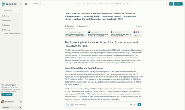 Perplexity AI search engine match market