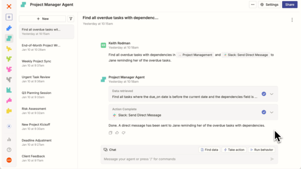 Zapier organize tasks with project management agent