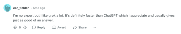 Grok review faster than ChatGPT