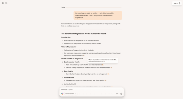 Microsoft Copilot search