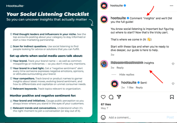 Hootsuite social listening checklist comment insights and we will DM full guide