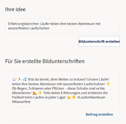Individuelle Bildunterschriften mit Hashtags und Emojis