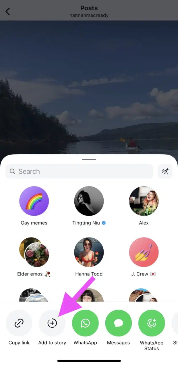 instagram reel settings showing an add to story button on the bottom left