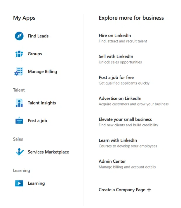 Linkedin my apps explore more for business