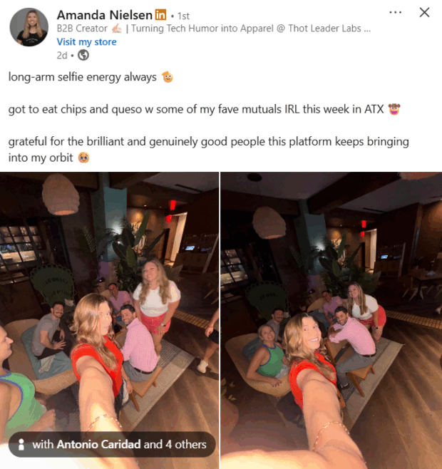 LinkedIn post with images