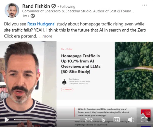 LinkedIn informative video post