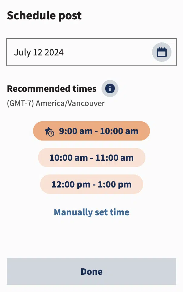 Hootsuite Schedule Post Recommended times