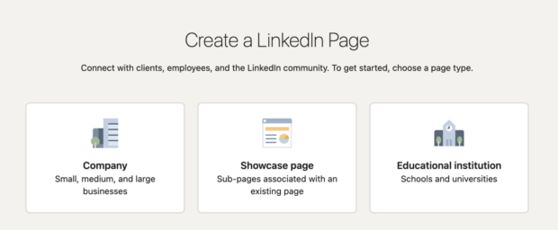 Create a LinkedIn page company showcase page educational institution