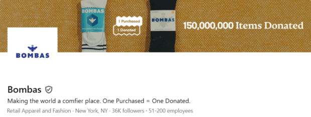Bombas retail LinkedIn page