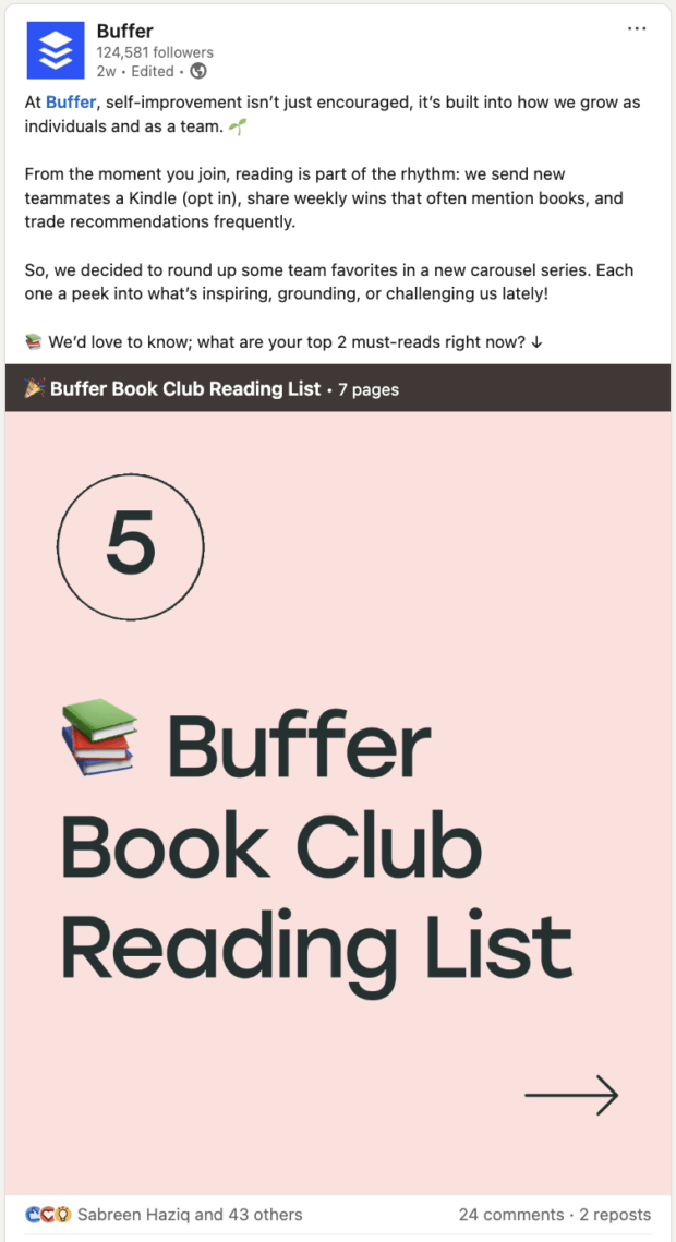 Buffer Book Club Reading List