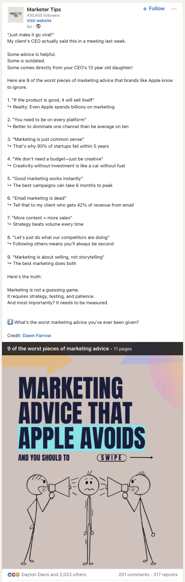 Marketing advice that Apple avoids and you should too