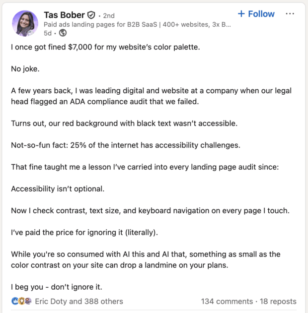 lesson about being fined for website's color palette