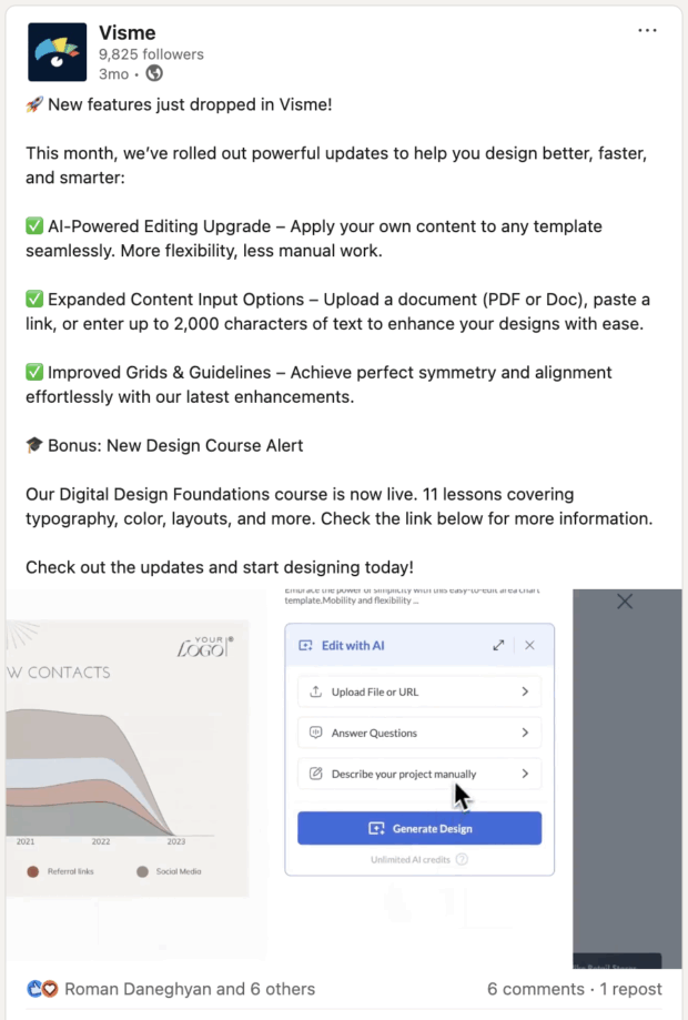 new features dropped at Visme and Digital Design Foundations course live