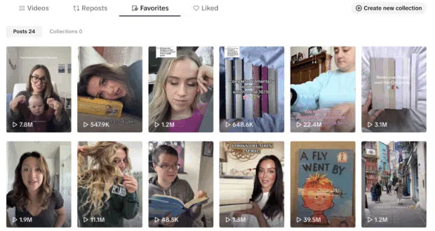 Favorites tab on TikTok profile