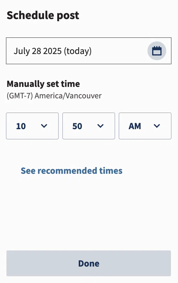 schedule post and manually set time