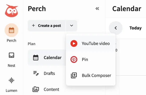 Uploading a YouTube video from the Perch dashboard