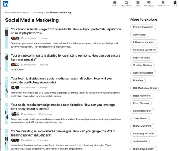LinkedIn articoli in collaborazione