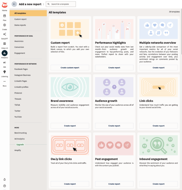Hootsuite all templates custom report